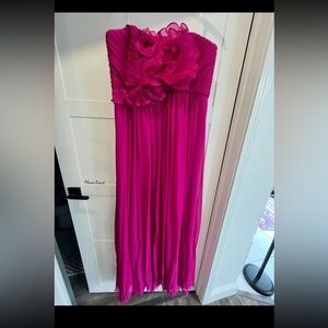 Marchesa Notte strapless pink ruffle front formal dress size 14